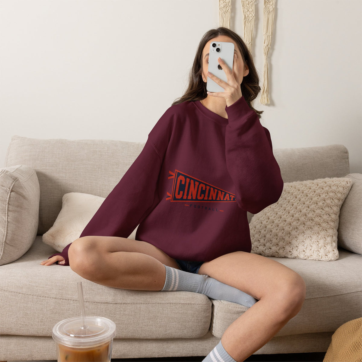 Cincinnati Football Vintage Pennant Crewneck Sweatshirt